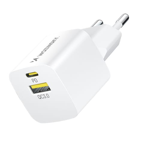 Ładowarka sieciowa GaN QC3.0 USB-A USB-C PD 33W biała w sklepie Wasserman.eu