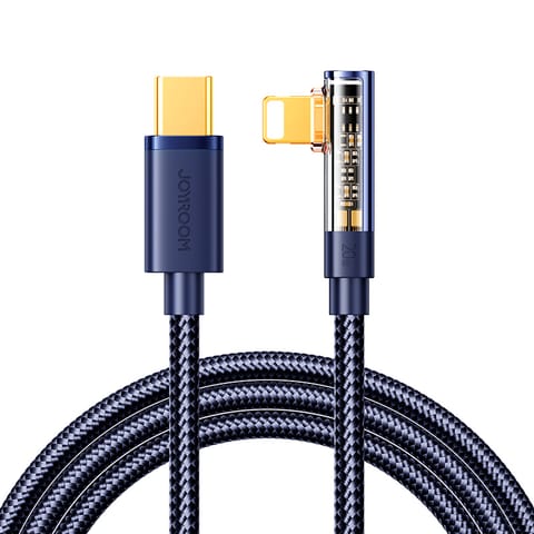 Kabel przewód kątowy do iPhone USB-C - Lightning 20W 480 Mbps 1.2m niebieski w sklepie Wasserman.eu