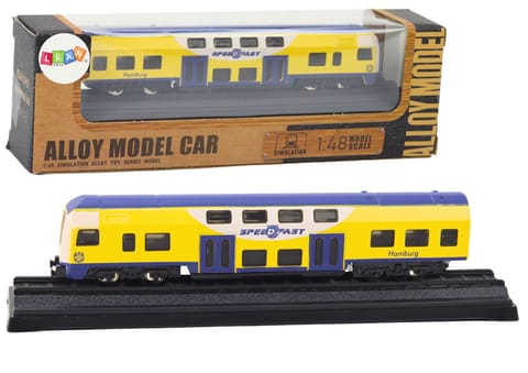 ⁨Model Kolekcjonerski Pociąg Żółto-Niebieski 1:48 Metalowy⁩ w sklepie Wasserman.eu