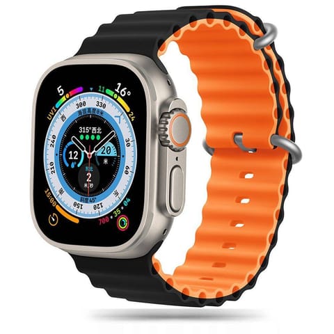 ⁨Pasek do APPLE WATCH 4 / 5 / 6 / 7 / 8 / 9 / SE / ULTRA 1 / 2 (42 / 44 / 45 / 49 MM) Tech-Protect IconBand Pro czarno-pomarańczowe⁩ w sklepie Wasserman.eu