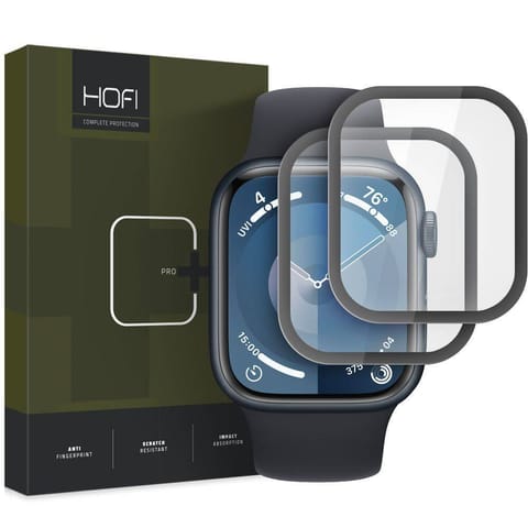 ⁨Szkło Hybrydowe APPLE WATCH 7 / 8 / 9 (45MM) HOFI Hybrid Pro+ czarne⁩ w sklepie Wasserman.eu