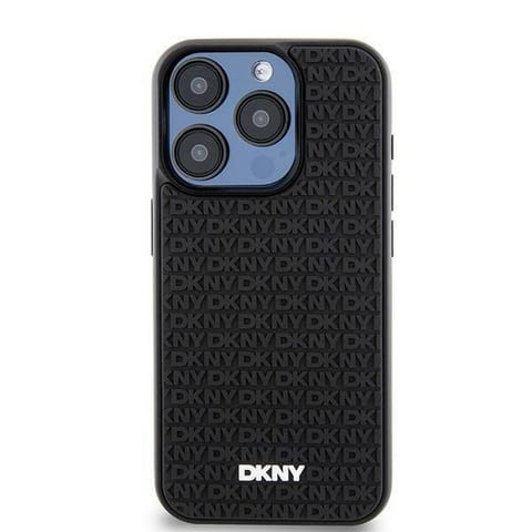 ⁨Oryginalne Etui IPHONE 13 / 14 / 15 DKNY Hardcase 3D Rubber Repeat Pattern (DKHCP15S3DRPWK) czarne⁩ w sklepie Wasserman.eu