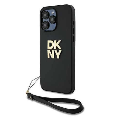 ⁨Oryginalne Etui APPLE IPHONE 15 PRO MAX DKNY Hardcase Wrist Strap Stock Logo (DKHCP15XPBSWSK) czarne⁩ w sklepie Wasserman.eu