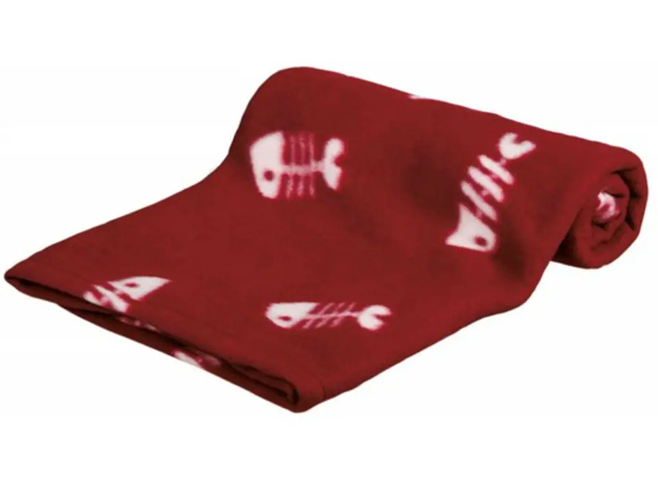 ⁨Trixie Blanket 100x70cm Burgundy with white fish [37193]⁩ at Wasserman.eu