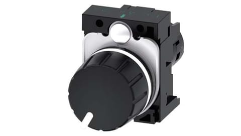 ⁨Potencjometr kompaktowy 22mm 4,7kOhm 1W IP69(K) tworzywo czarna gałka z uchwytem przył śrub SIRIUS ACT 3SU1200-2PR10-1AA0⁩ w sklepie Wasserman.eu