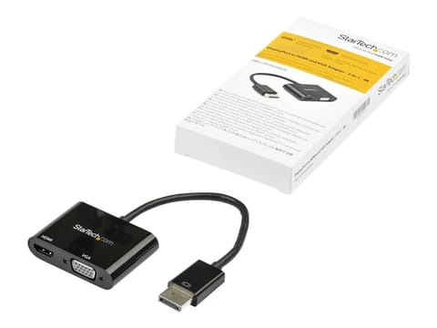 ⁨StarTech.com DP2VGAHD20 adapter kablowy DisplayPort HDMI + VGA (D-Sub) Czarny⁩ w sklepie Wasserman.eu