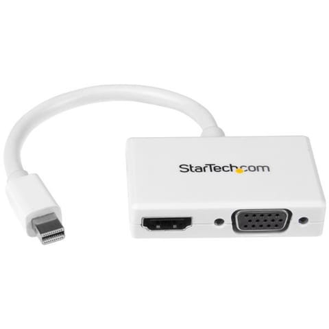 ⁨StarTech.com Travel A/V Adapter: 2-in-1 Mini DisplayPort to HDMI or VGA Converter - White⁩ at Wasserman.eu