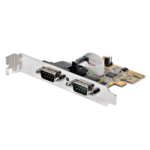 ⁨StarTech.com 2-Port PCI Express Serial Interface Card, Dual Port PCIe to RS232 (DB9) Serial Card, 16C1050 UART, Low/Full Profile Brackets, COM Retention, For Windows/Linux⁩ at Wasserman.eu