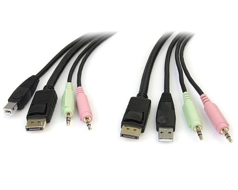 ⁨StarTech.com 6ft 4-in-1 USB DisplayPort KVM Switch Cable w/ Audio & Microphone⁩ at Wasserman.eu