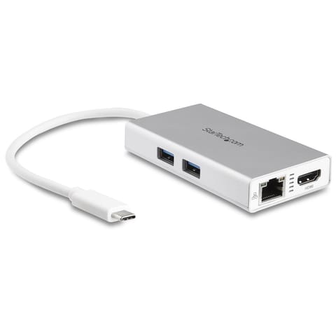 ⁨StarTech.com USB-C Multiport Adapter - USB-C Travel Docking Station w/ 4K HDMI - 60W Power Delivery Pass-Through, GbE, 2pt USB-A 3.0 Hub - Portable Mini USB Type-C Dock for Laptop - White⁩ at Wasserman.eu