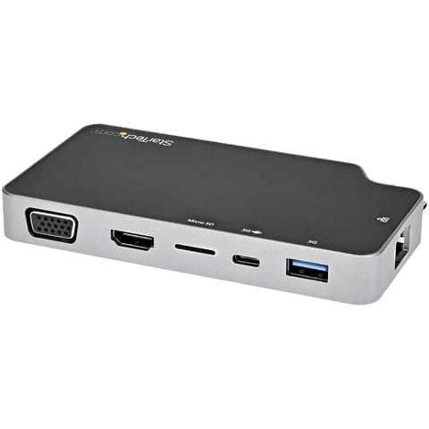 ⁨StarTech.com USB C Multiport Adapter - USB-C to 4K HDMI or VGA Video with 100W Power Delivery Pass-through, 2-Port 10Gbps USB Hub, MicroSD, GbE - USB 3.1 Gen 2 Type-C Mini/Travel Dock⁩ at Wasserman.eu