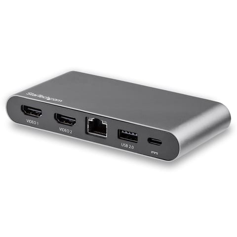 ⁨StarTech.com USB C Dock - 4K Dual Monitor HDMI Display - Mini Laptop Docking Station - 100W Power Delivery Passthrough - GbE, 2-Port USB-A Hub - USB Type-C Multiport Adapter - 3.3' Cable⁩ at Wasserman.eu