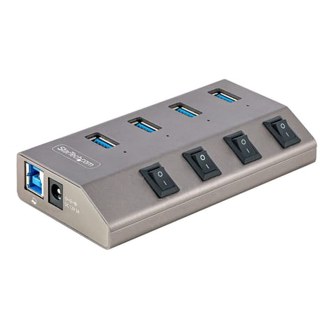 ⁨StarTech.com 5G4AIBS-USB-HUB-EU huby i koncentratory USB 3.2 Gen 1 (3.1 Gen 1) Type-B 5000 Mbit/s Szary⁩ w sklepie Wasserman.eu