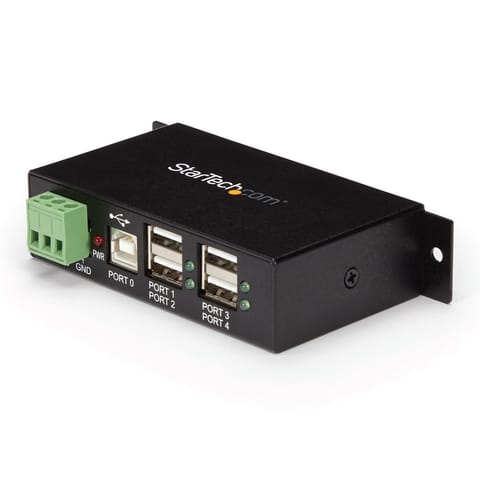 ⁨StarTech.com 4-Port USB 2.0 Hub - Metal Industrial USB-A Hub - Din Rail, Wall or Desk Mountable USB Data Hub - TAA Compliant USB Expander Hub⁩ at Wasserman.eu