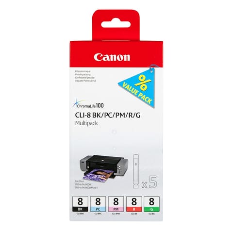 ⁨Canon CLI-8 BK/PC/PM/R/G 5 Ink Cartridge Multipack⁩ at Wasserman.eu