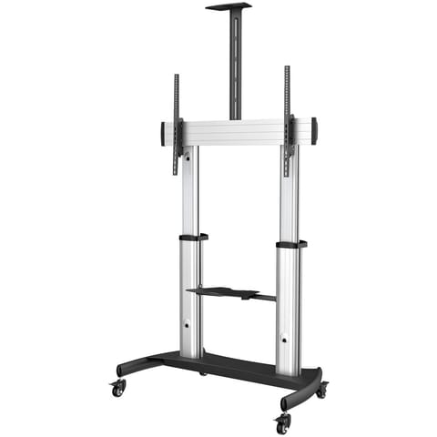 ⁨StarTech.com Mobile TV Stand - Heavy Duty TV Cart for 60-100" Display (100kg/220lb) - Height Adjustable Rolling Flat Screen Floor Standing on Wheels - Universal Television Mount w/Shelves⁩ at Wasserman.eu