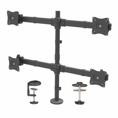 ⁨StarTech.com Desk Mount Quad Monitor Arm - Ergonomic VESA 4 Monitor Mount 2x2 up to 27" - Articulating & Height Adjustable Pole Mount - Tilt/Swivel/Rotate LCD/LED Screen - Desk Clamp/Grommet⁩ at Wasserman.eu