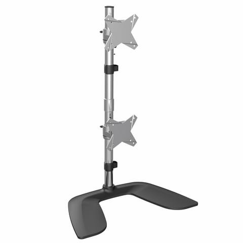 ⁨StarTech.com Vertical Dual Monitor Stand - Ergonomic Desktop Stacked Two Monitor Stand up to 27 inch VESA Mount Displays - Free Standing Universal Monitor Mount - Height Adjustable - Silver⁩ at Wasserman.eu