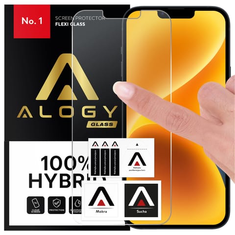 ⁨Szkło hybrydowe do Apple iPhone 13 Mini na ekran Alogy Flexi Glass 9H Case Friendly płaskie na ekran⁩ w sklepie Wasserman.eu