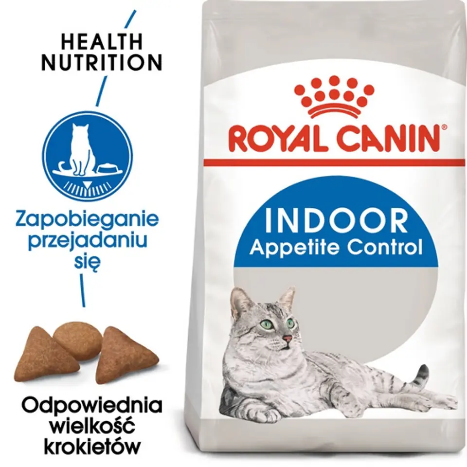 ⁨Royal Canin Indoor Apetite Control karma sucha dla kotów dorosłych, przebywających w domu, domagających się jedzenia 2kg⁩ w sklepie Wasserman.eu