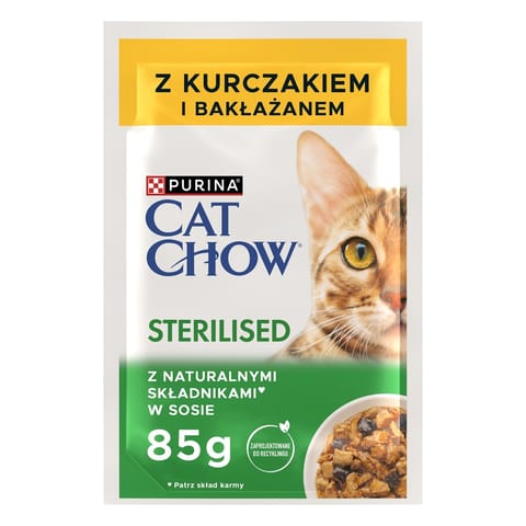 ⁨PURINA Cat Chow Sterilised Chicken and Aubergine - wet cat food - 4 x 85g⁩ at Wasserman.eu