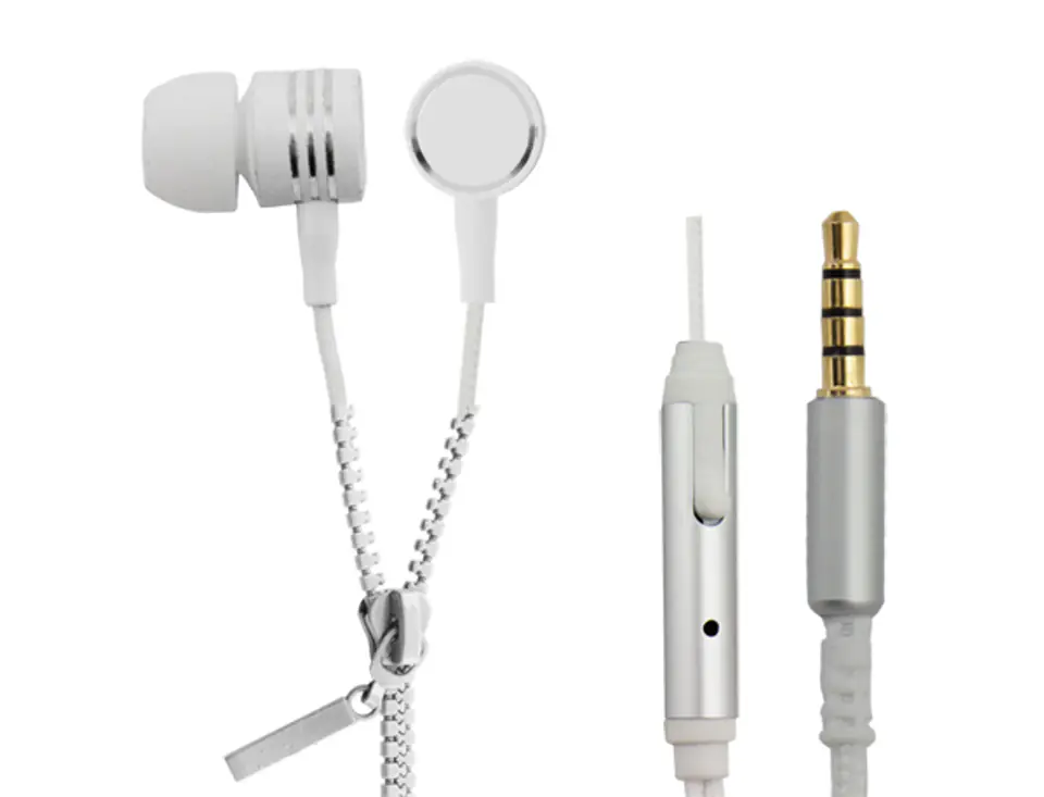 ⁨EH161W Esperanza In-ear Headphone with Microphone Zipper White⁩ at Wasserman.eu