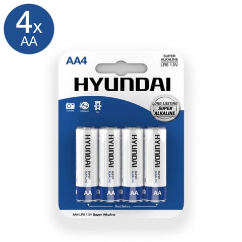 ⁨Hyundai Super Alkaline AA - Baterie alkaliczne 4 sztuki, wydajne⁩ w sklepie Wasserman.eu