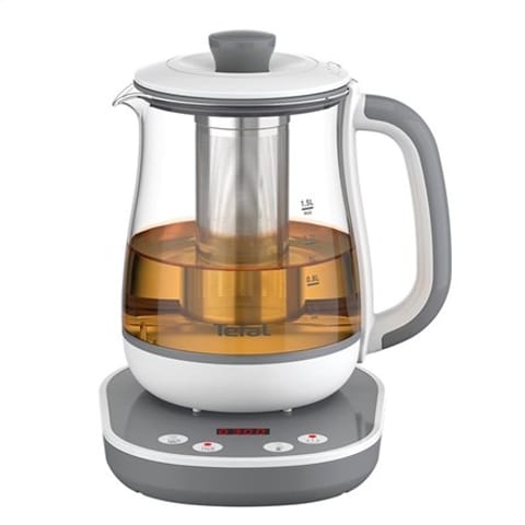 ⁨TEFAL Tastea Kettle | BJ551B10 | Tea Kettle | 1400 W | 1.5 L | Glass | 360° rotational base | Grey/White⁩ at Wasserman.eu