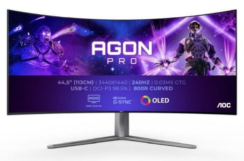 ⁨Monitor AOC AG456UCZD (44.5" /OLED /240Hz /3440 x 1440 /Czarny)⁩ w sklepie Wasserman.eu