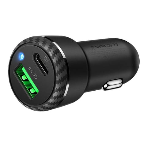 ⁨Ładowarka samochodowa Mcdodo CC-5970, USB + USB-C 38W (czarna)⁩ w sklepie Wasserman.eu