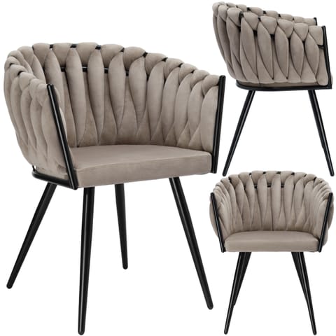 Krzesło welurowe plecione ASTON VELVET taupe w sklepie Wasserman.eu