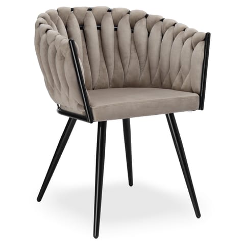 ⁨Krzesło welurowe plecione ASTON VELVET taupe⁩ w sklepie Wasserman.eu