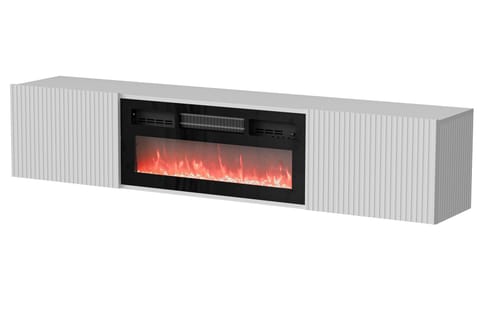 ⁨Cama RTV cabinet ROTA 183x35x37 white matt + black fireplace⁩ at Wasserman.eu