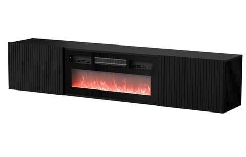 ⁨Cama RTV cabinet ROTA 183x35x37 black matt + black fireplace⁩ at Wasserman.eu