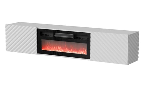 ⁨Cama RTV cabinet LARA 183x35x37 white matt + black fireplace⁩ at Wasserman.eu