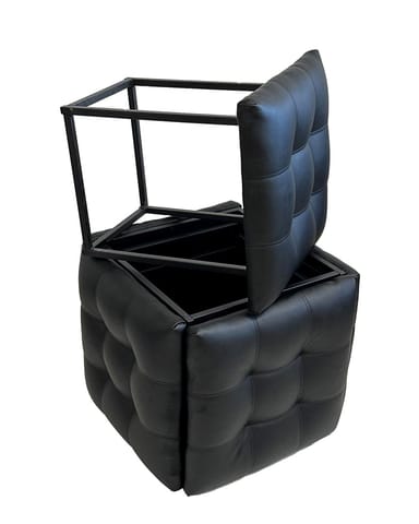 ⁨5-in-1 pouffe-transformer - 5 stools in 1 pouffe black eco leather⁩ at Wasserman.eu