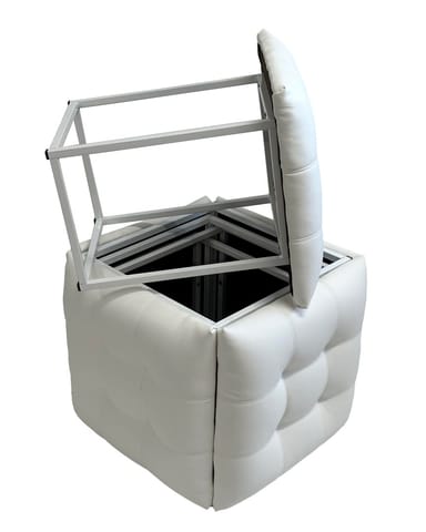 ⁨Puff-transformer 5in1 - 5 stools in 1 pouffe white eco leather⁩ at Wasserman.eu