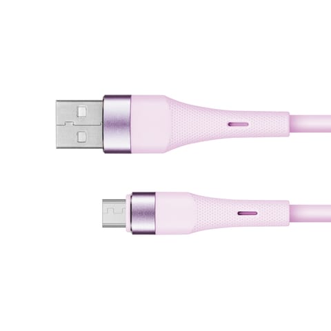 ⁨Kabel USB - microUSB 1 m silikonowy różowy Kruger&Matz Basic⁩ w sklepie Wasserman.eu