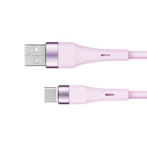 ⁨Kabel USB - USB typu C 1 m silikonowy różowy Kruger&Matz Basic⁩ w sklepie Wasserman.eu