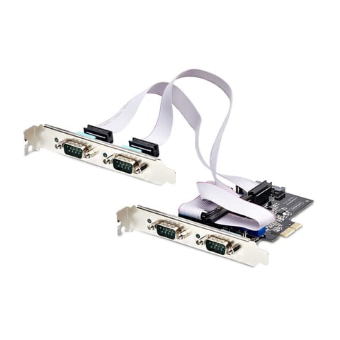 ⁨StarTech.com 4-Port Serial PCIe Card, Quad-Port PCI Express to RS232/RS422/RS485 (DB9) Serial Card, Low-Profile Bracket Incl., 16C1050 UART, Windows/Linux, TAA Compliant - Level-4 ESD Protection⁩ at Wasserman.eu