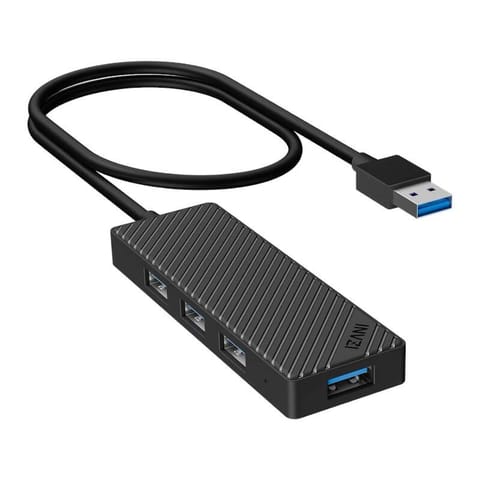 ⁨Adapter Hub 4 w 1, INVZI, MH04, 4x USB 3.0 (czarny)⁩ w sklepie Wasserman.eu