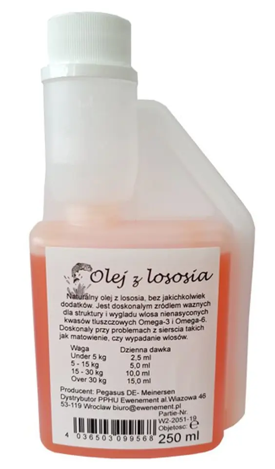 ⁨Olej z łososia 250ml⁩ w sklepie Wasserman.eu