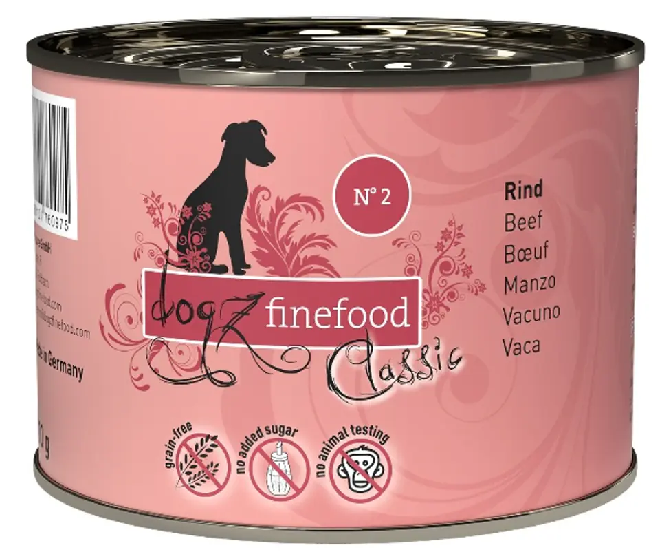 ⁨Dogz Finefood Classic N.02 Beef can 200g⁩ at Wasserman.eu
