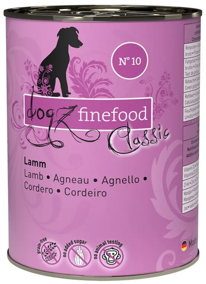 ⁨Dogz Finefood Classic N.10 Lamb can 400g⁩ at Wasserman.eu