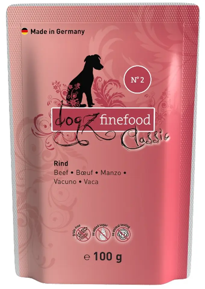 ⁨Dogz Finefood Classic N.02 Beef sachet 100g⁩ at Wasserman.eu
