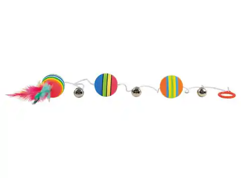 ⁨Trixie Piłki tęczowe na gumce z piórkiem [TX-4133]⁩ w sklepie Wasserman.eu