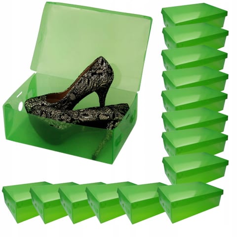 ⁨Pudełka na buty PP damskie z pokrywką zielone komplet 15 sztuk⁩ w sklepie Wasserman.eu