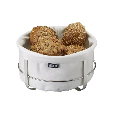 ⁨GEFU BRUNCH bread basket Round Cotton, Stainless steel Stainless steel, White⁩ at Wasserman.eu