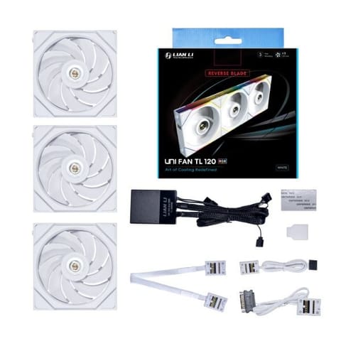 Lian Li UNI FAN TL Series Wentylator z odwróconymi łopatkami, 3-pak ze sterownikiem - 120mm, biały w sklepie Wasserman.eu