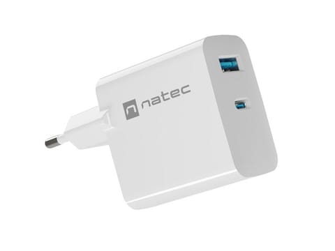 ⁨NATEC RIBERA GAN CHARGER 1x USB-A + 1x USB-C 65W WHITE⁩ at Wasserman.eu